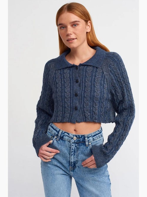 Cardigan corto a trecce con bottoni dilvin - Kiabi