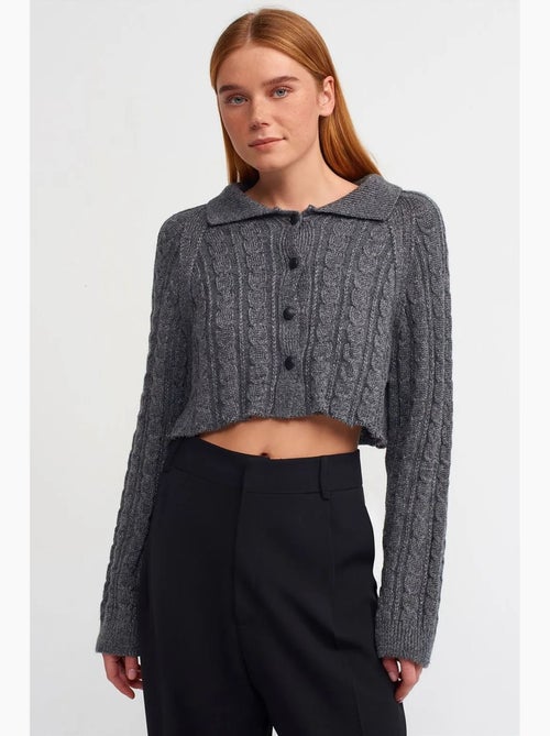Cardigan corto a trecce con bottoni dilvin - Kiabi