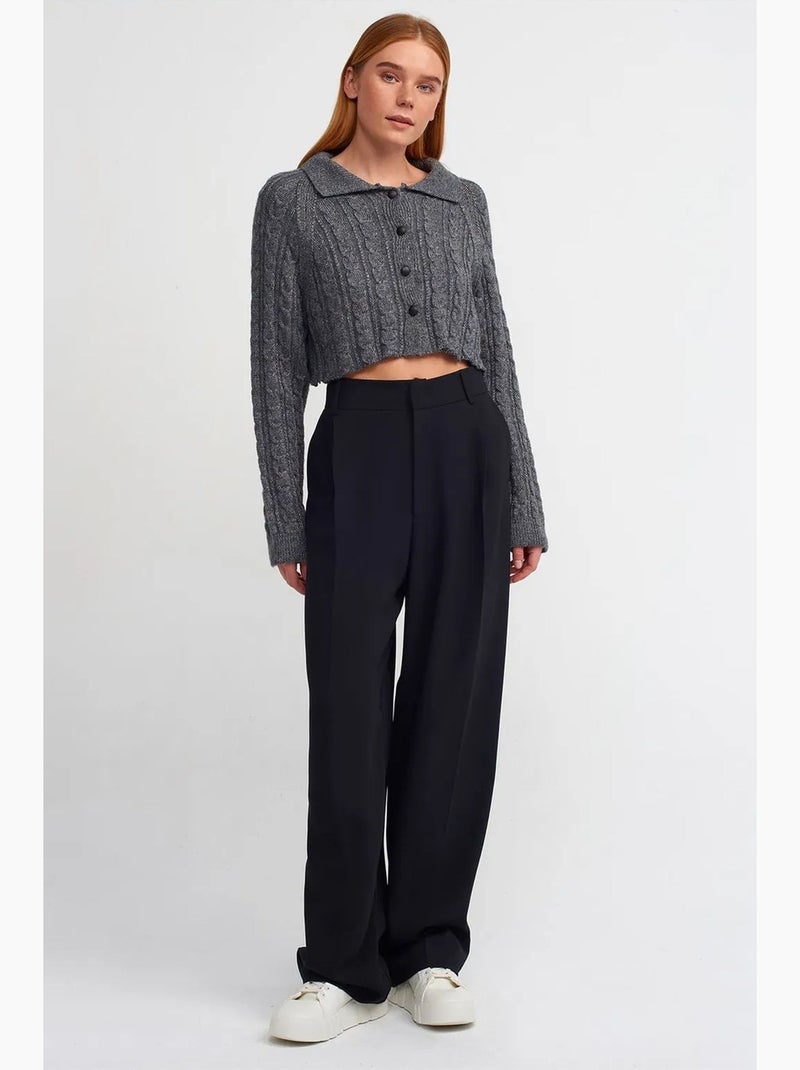 Cardigan corto a trecce con bottoni dilvin Grigio nero - Kiabi