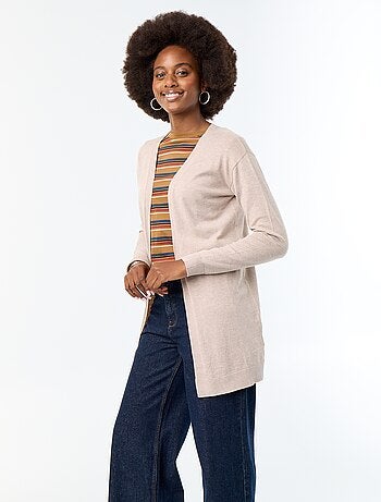 Cardigan corto aperto in maglia a trama fine