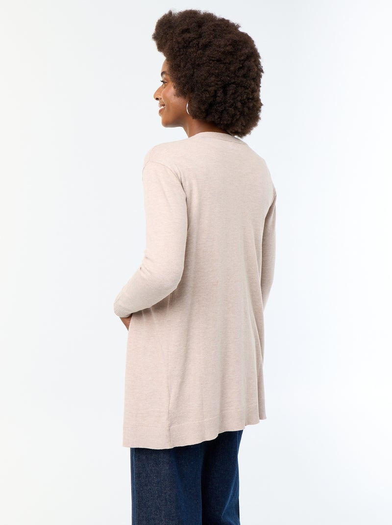 Cardigan corto aperto in maglia a trama fine Beige - Kiabi