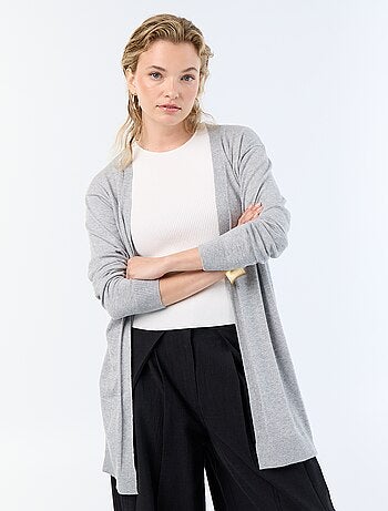 Cardigan corto aperto in maglia a trama fine
