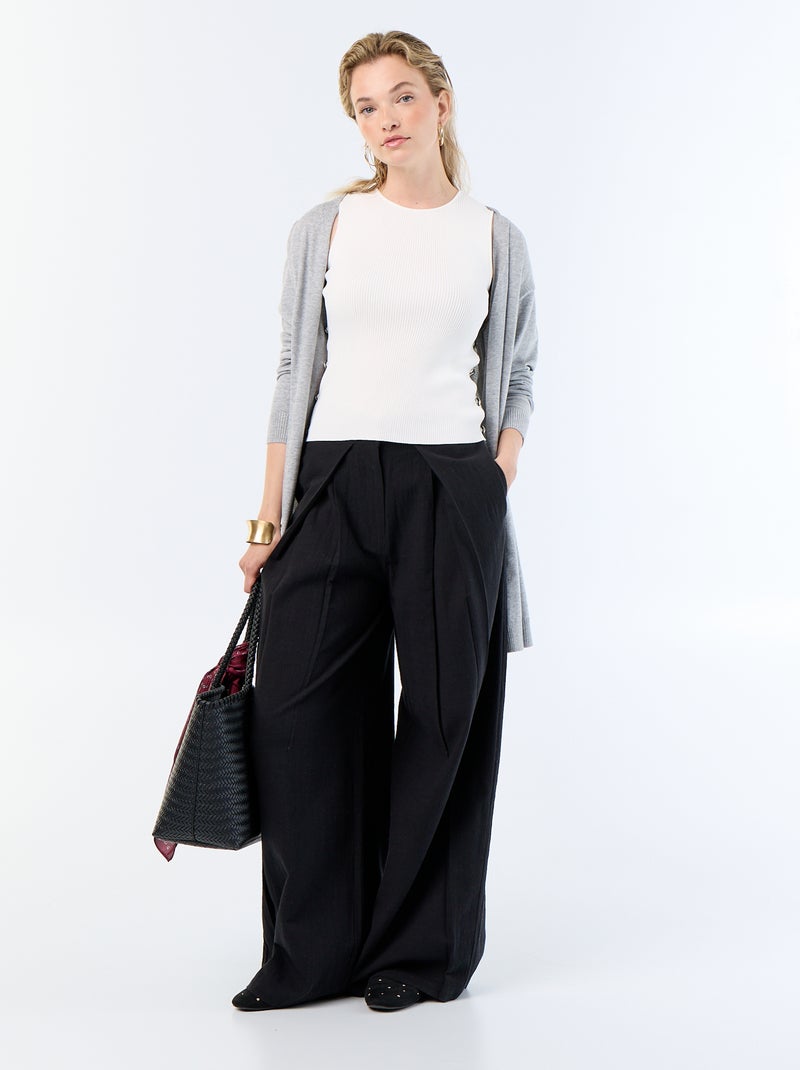 Cardigan corto aperto in maglia a trama fine Grigio - Kiabi