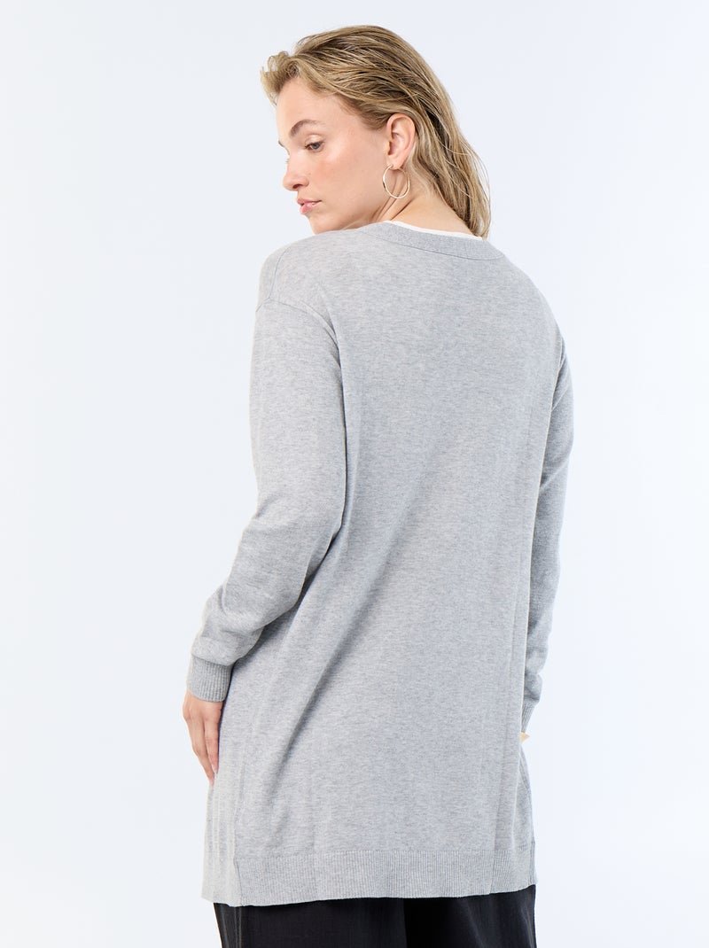 Cardigan corto aperto in maglia a trama fine Grigio - Kiabi