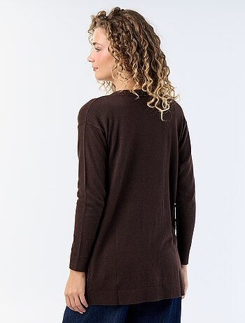 Cardigan corto aperto in maglia a trama fine