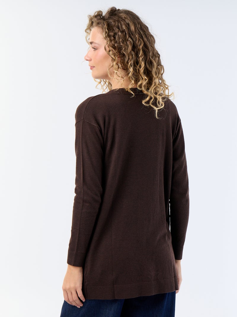 Cardigan corto aperto in maglia a trama fine Marrone - Kiabi