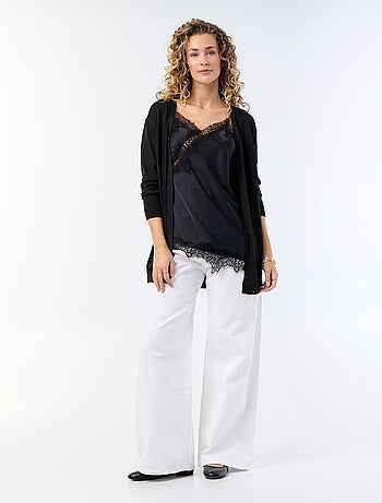 Cardigan corto aperto in maglia a trama fine