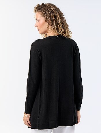 Cardigan corto aperto in maglia a trama fine