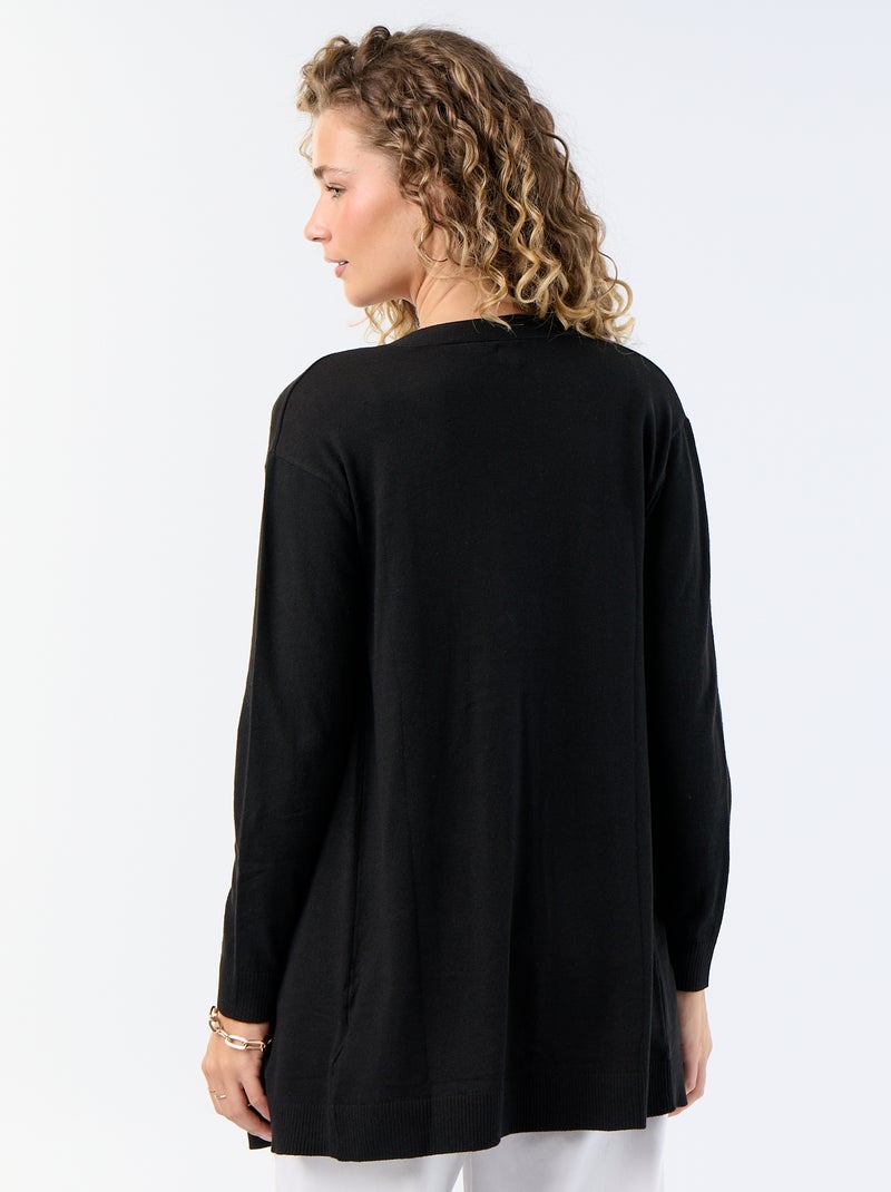 Cardigan corto aperto in maglia a trama fine Nero - Kiabi
