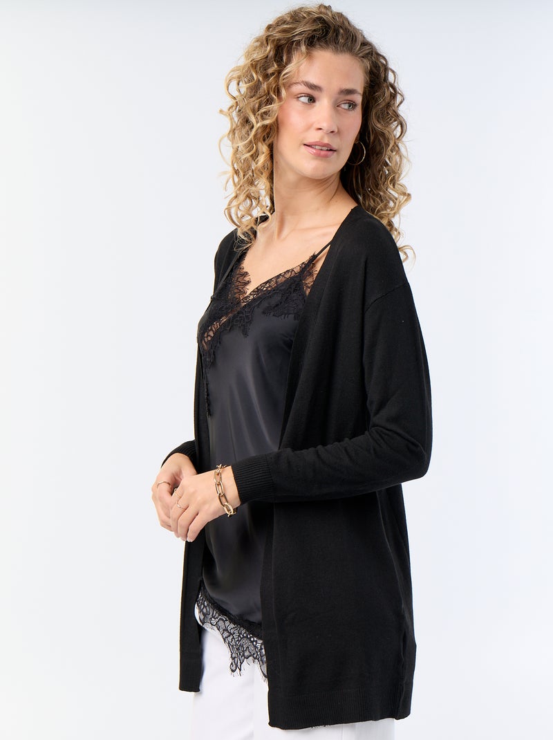 Cardigan corto aperto in maglia a trama fine Nero - Kiabi