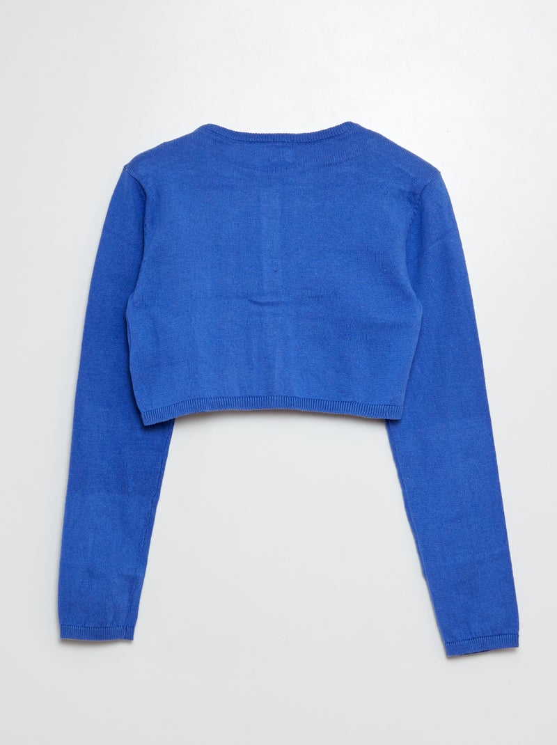 Cardigan corto bolero a coste blu - Kiabi
