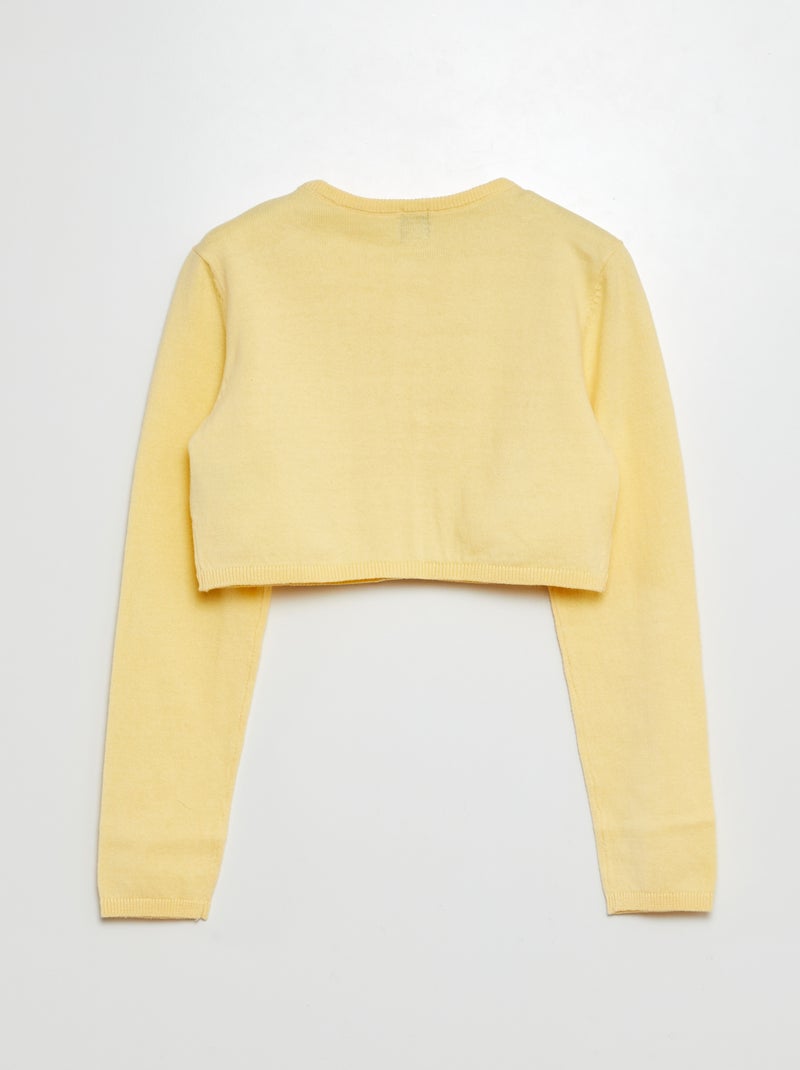 Cardigan corto bolero a coste GIALLO - Kiabi