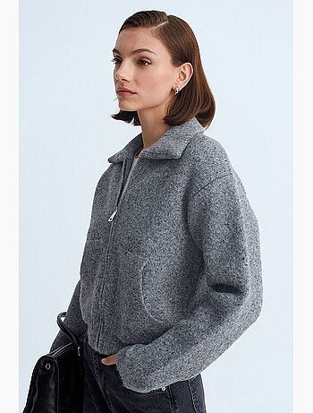 Cardigan corto con colletto a camicia dilvin
