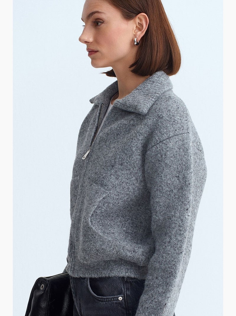 Cardigan corto con colletto a camicia dilvin Grigio nero - Kiabi