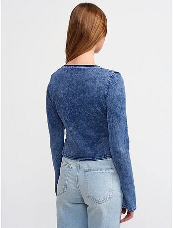 Cardigan corto in cotone a coste dilvin