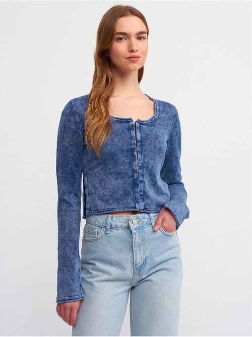 Cardigan corto in cotone a coste dilvin - Kiabi