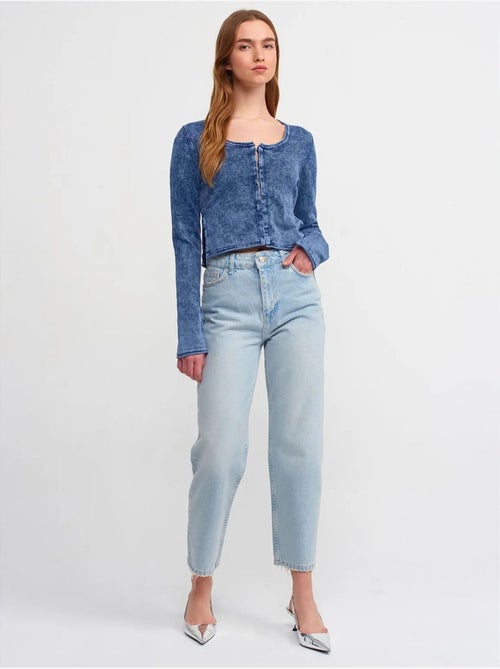 Cardigan corto in cotone a coste dilvin - Kiabi