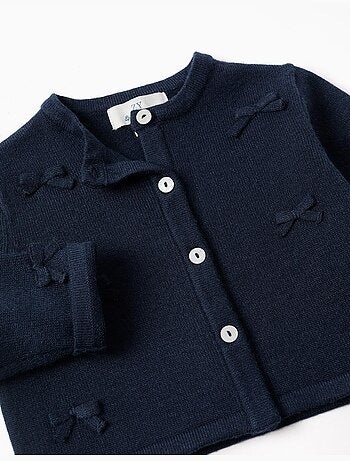 Cardigan corto in maglia con fiocchi