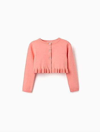 Cardigan corto in maglia con volant