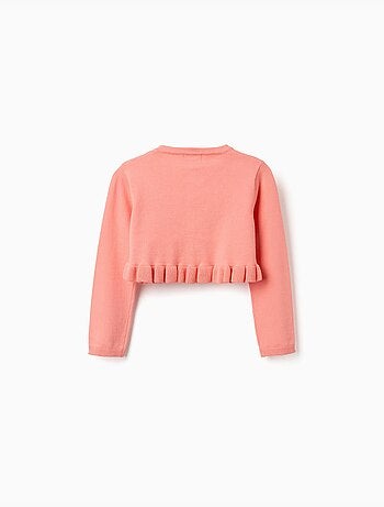 Cardigan corto in maglia con volant