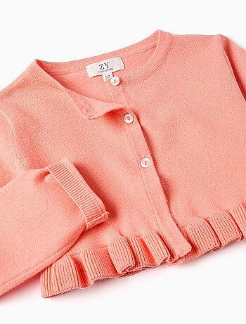 Cardigan corto in maglia con volant