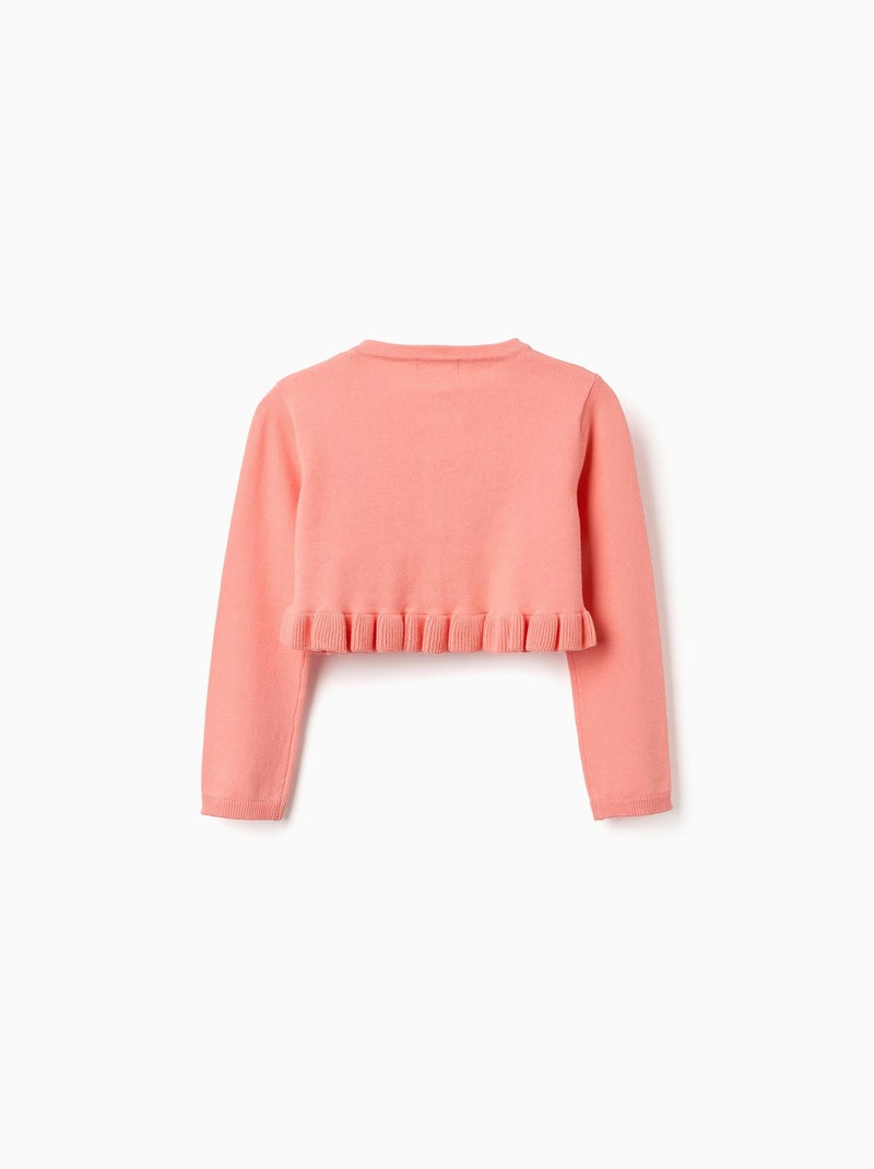 Cardigan corto in maglia con volant Arancione corallo - Kiabi