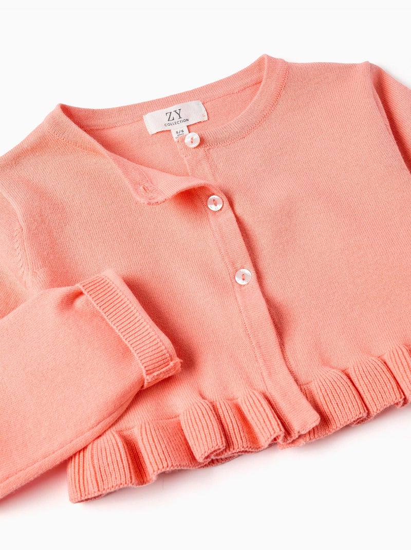 Cardigan corto in maglia con volant Arancione corallo - Kiabi