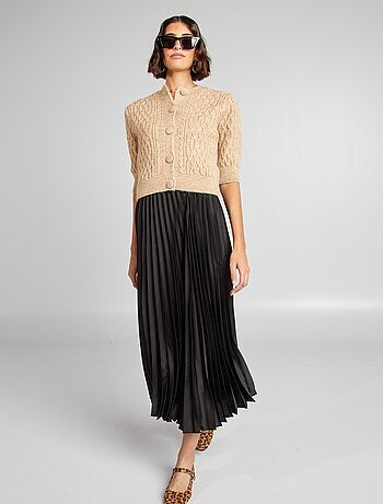 Cardigan corto in maglia intrecciata