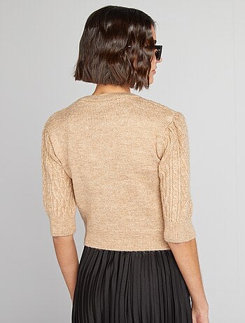 Cardigan corto in maglia intrecciata
