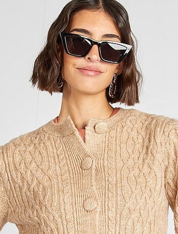 Cardigan corto in maglia intrecciata