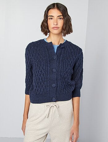 Cardigan corto in maglia intrecciata