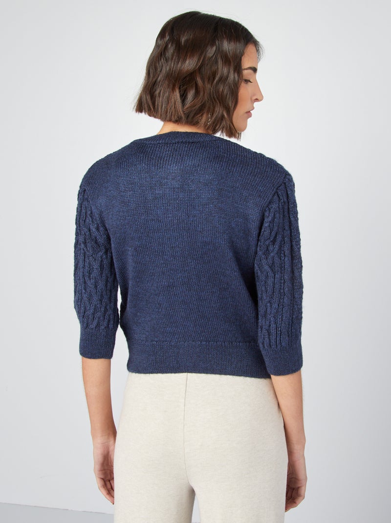 Cardigan corto in maglia intrecciata BLU - Kiabi