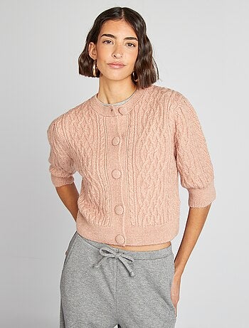 Cardigan corto in maglia intrecciata