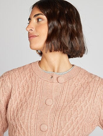 Cardigan corto in maglia intrecciata