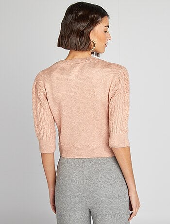 Cardigan corto in maglia intrecciata