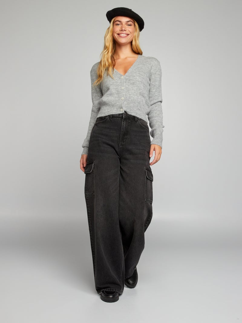 Cardigan corto in maglina GRIGIO - Kiabi