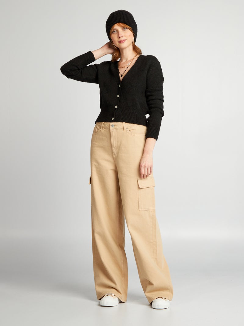 Cardigan corto in maglina NERO - Kiabi