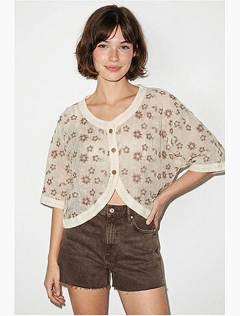 Cardigan corto jacquard floreale lucci