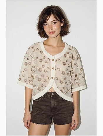 Cardigan corto jacquard floreale lucci