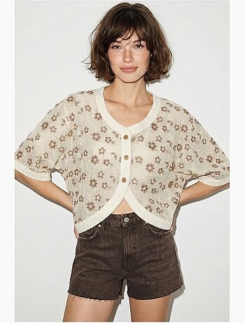 Cardigan corto jacquard floreale lucci