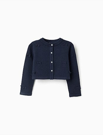 Cardigan corto lavorato a maglia con fiocchi