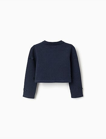 Cardigan corto lavorato a maglia con fiocchi