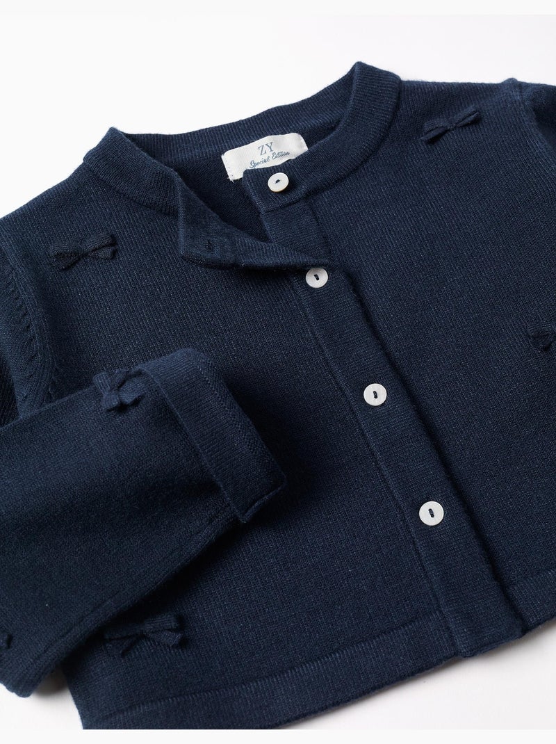 Cardigan corto lavorato a maglia con fiocchi Blu Blu - Kiabi