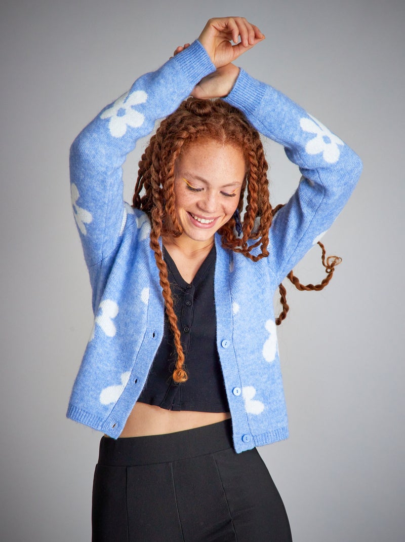 Cardigan corto maglia morbida stampato BLU - Kiabi