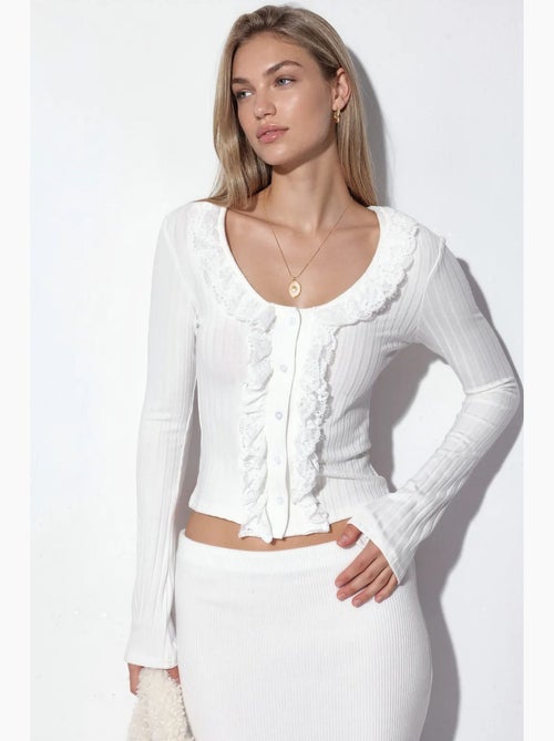 Cardigan crop a coste aderente busem - Kiabi Cardigan crop a coste aderente busem - Kiabi