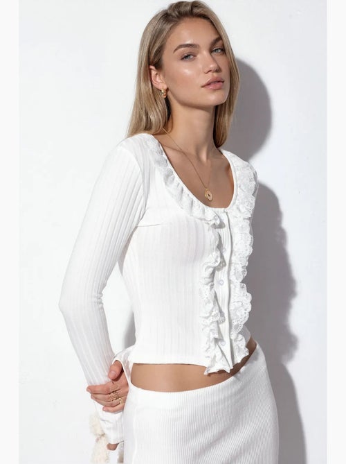 Cardigan crop a coste aderente busem - Kiabi Cardigan crop a coste aderente busem - Kiabi