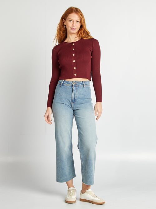 Cardigan crop top a coste - Kiabi