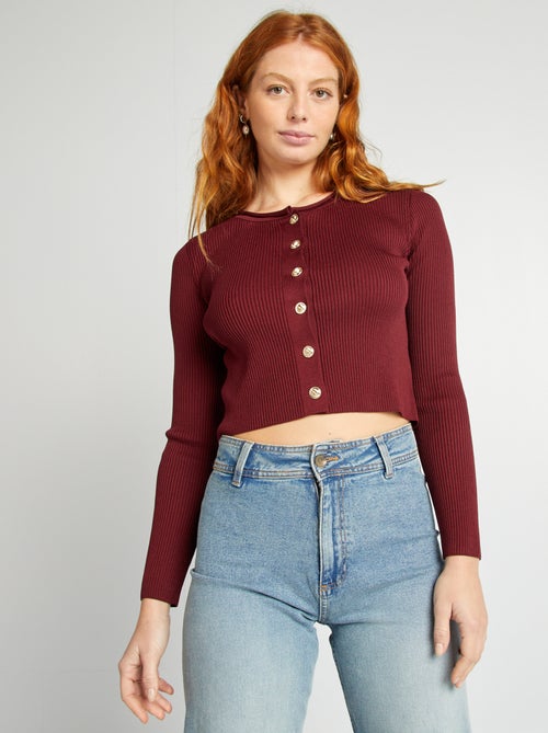 Cardigan crop top a coste - Kiabi