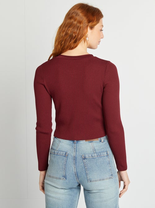 Cardigan crop top a coste - Kiabi