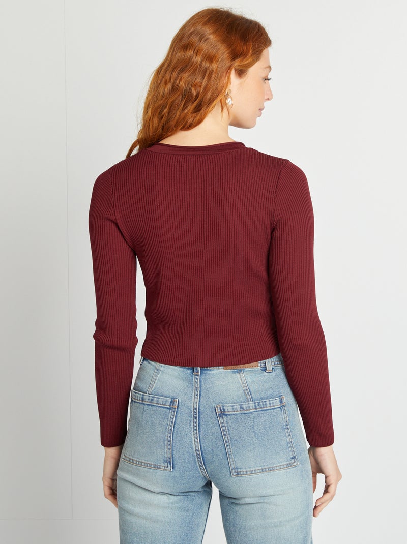 Cardigan crop top a coste ROSSO - Kiabi